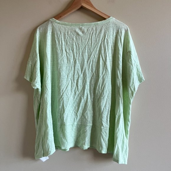 Eileen Fisher Mint Green Knit 100% Organic Linen Top Short Sleeve Womens Size S - Picture 3 of 3